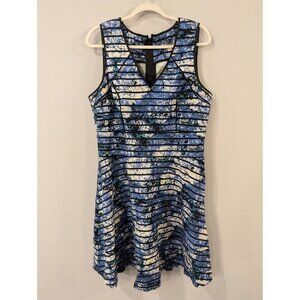 Banana Republic Floral Striped Sleeveless Dress With Back Zipper